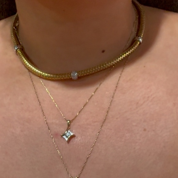 Stunning Roberto Coin 18k YG Primavera Interlocking diamond Necklace 16inch - Picture 5 of 13